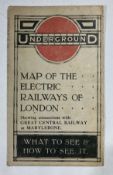 Underground Map circe 1914 showing connections with the Great Central Railway at Marylebone