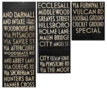 A Sheffield end lower (via) destination blind at one time fitted to 1935 Standard tram no 229 (as