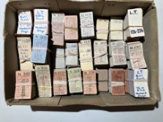 A large quantity of London Transport bus and trolleybus tickets sorted into route number blocks -
