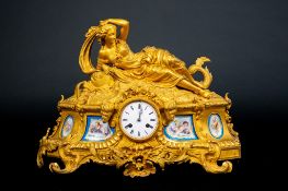 Clock with Sevres plaques