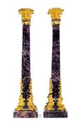 Pair of amethyst candlesticks