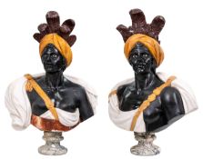 Pair of Large Moretti in polychrome marbles