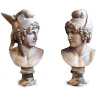 Pair of busts of Mercury and Paris