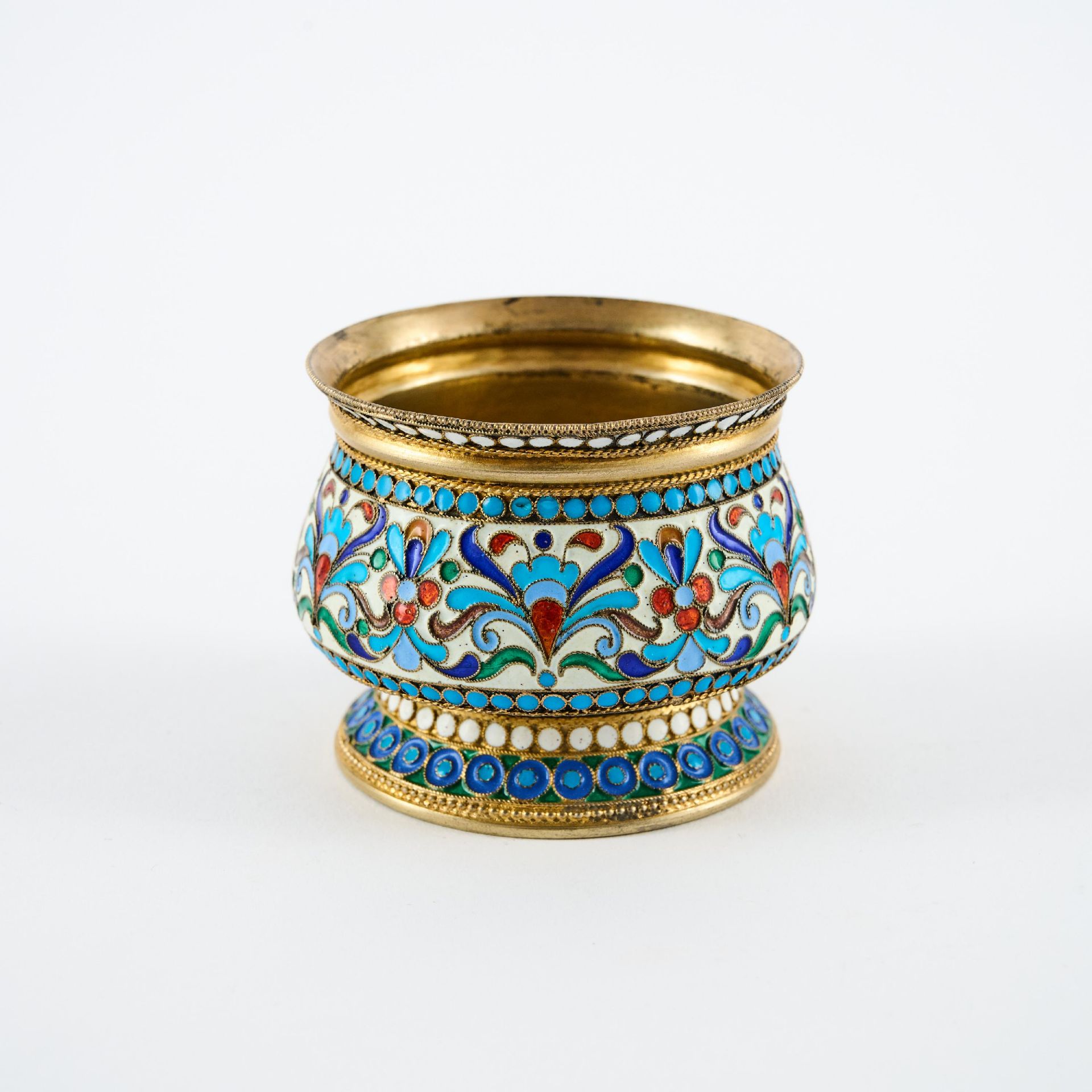 Gebauchtes Salzgefäß mit Cloisonnédekor - Bild 2 aus 7