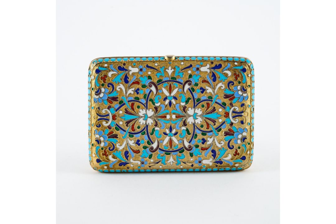 Zigarettenetui mit floralem Cloisonnédekor - Bild 7 aus 8