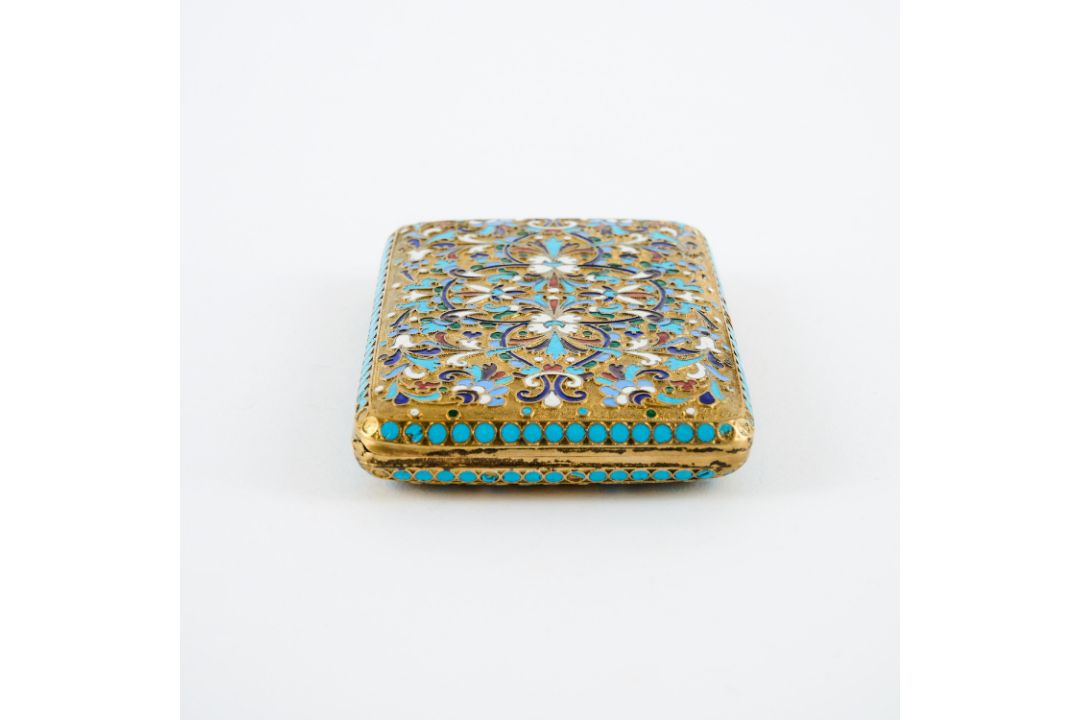 Zigarettenetui mit floralem Cloisonnédekor - Bild 2 aus 8