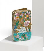 Zigarettenetui mit Schwanendekor in Cloisonné
