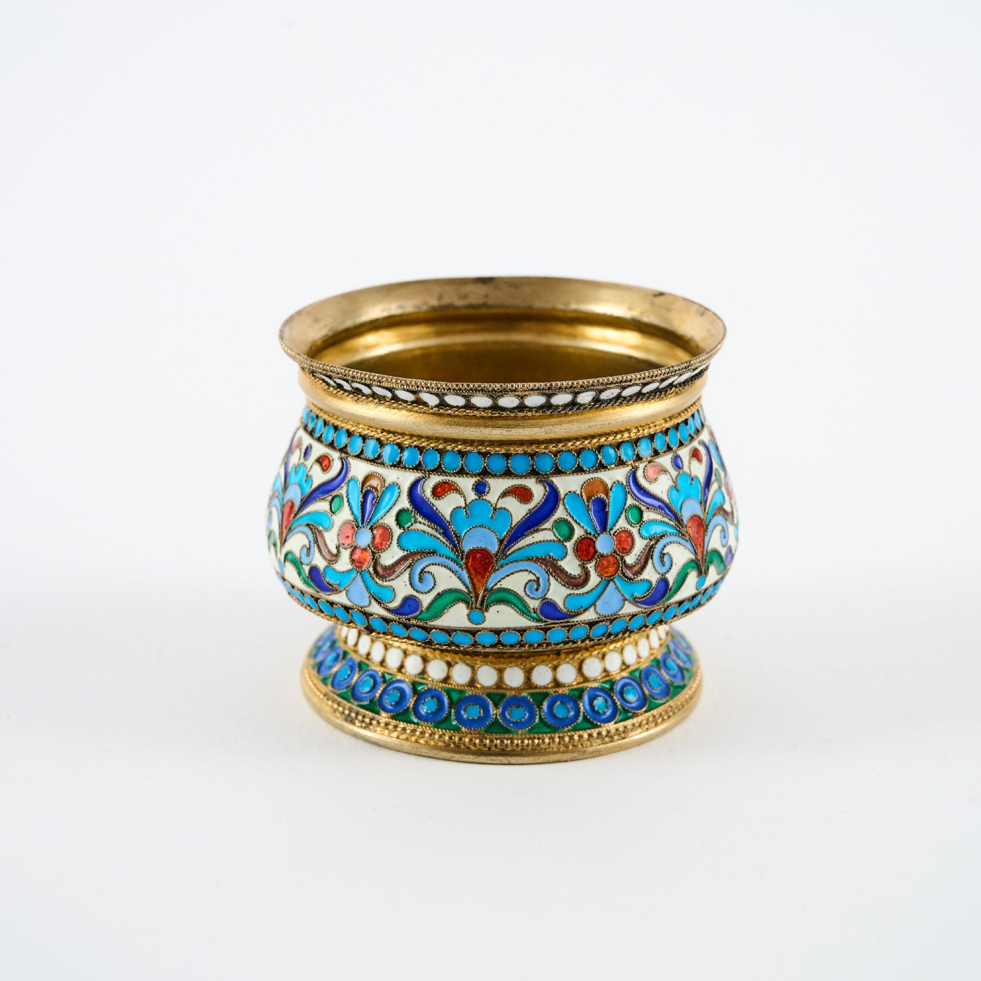 Gebauchtes Salzgefäß mit Cloisonnédekor - Bild 3 aus 7