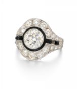 Art Deco Diamant-Onyx-Ring