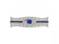 Art Deco Saphir-Diamant-Brosche