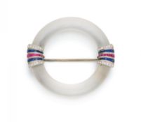 Art Deco Farbstein-Diamant-Brosche