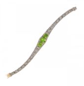 Art Deco Peridot-Diamant-Armband