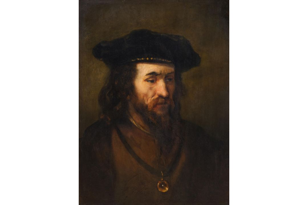 Rembrandt van Rijn: Bildnis eines bärtigen Mannes mit Barett und Goldkette - Bild 1 aus 4