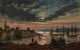 Johann Christian Clausen Dahl: "Larvik im Mondschein"