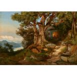 Heinrich Reinhold: Italienische Gebirgslandschaft mit Klosterkapelle im Wald