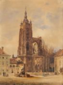 Friedrich Eibner: Der Hradschin in Prag mit Georgstatue und dem Veitsdom