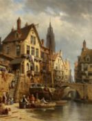 Charles Euphrasie Kuwasseg: Hafenstädtchen in Nordfrankreich