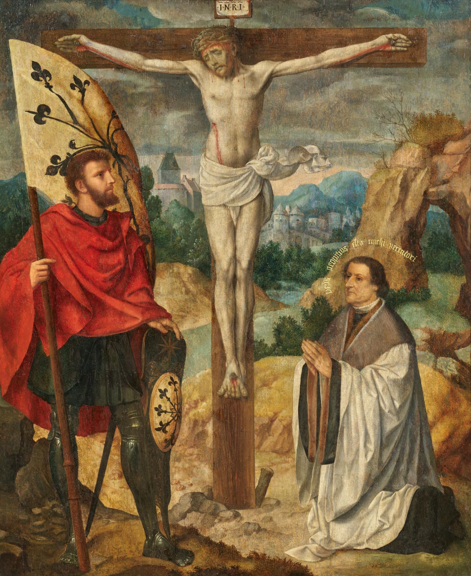 Bartholomaeus Bruyn d.Ä.: Christus am Kreuz mit dem heiligen Gregorius Maurus und einem geistlichen 