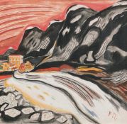 Franz Radziwill: Landschaft mit Gebirge (Hohes Elbufer bei Blankenese)