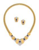 Saphir-Diamant-Collier und Ohrschmuck