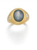 Sternsaphir-Diamant-Ring