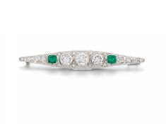 Diamant-Smaragd-Brosche