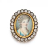 Historische Emaille-Diamant-Trauerbrosche