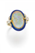 René Kern: Opal-Diamant-Emaille-Ring