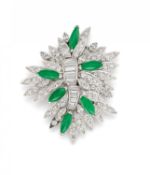Jade-Diamant-Brosche