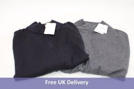 Two Reiss Merino Wool Jumpers, Size XXL, 1x Navy, 1x Grey