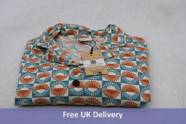 Quiksilver Dad Crop Fit Short Sleeve Cotton Shirt, White/Orange/Blue, Size S