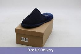 Fenland Classic Men's Suede Sheepskin Slippers, Navy, Size 9/10