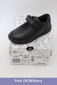 Two pairs Clarks Kids Fawn Lay Leather Shoes to include Black, 1x UK 9, 1x UK 12, Boxes Damaged