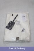 Cubic Experimental Fashion Pleated Wide Leg Wool Blend Trousers, Floral White, Size S