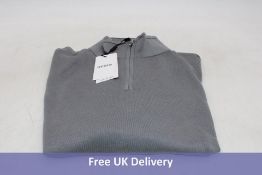 Reiss Merino Wool Half-Zip Jumper, Grey, Size XXL