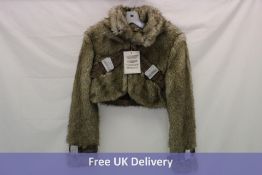 Jaded London Faux Fur and PU Cropped Jacket, Raven, Size XS
