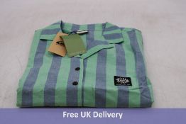 Quicksilver Dad Fit Stripe Short Sleeve Shirt, Green/Blue, Size S