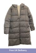 Zara Reversible Long Puffer Jacket, Black/Green, Size M