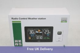 Four Youshiko YC9441 Radio Controlled Clock Weather Station with Outdoor Wireless Sensor, Black