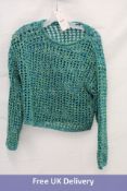 Oui Elaborate Mesh Look Jumper, Blue/Green, Size 36