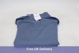 Reiss Merino Zip Neck Jumper, Steel Blue, Size XXL