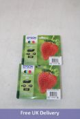 Four Epson 29 CMYK Ink Cartridge Multipack C13T29864012, 4 of Pack