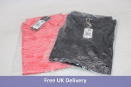 Two Adidas Performance Ultimate 365 Textured Stripe Polos to include 1x Pink, UK S, 1x Carbon Black,