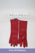 Max Mara Afidee Long Leather Gloves, Dark Red, UK 7.5