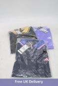 Three Adidas Ultimate 365 Tour Twist Knit Polos to include 1x Blue, UK S, 1x Navy, UK S, 1x Black, U