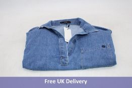 Oui Oversized Jean Blouse, Blue, Size 40