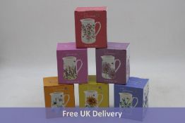Six Bee-Tanical Fine China Jugs, Flower Designs