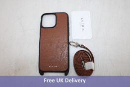 Lucrin Crossbody iPhone 15 Pro Max Case with Strap, Brown Pebbled Leather
