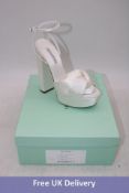 Aquazzura Olie Plateau 140 Satin Heel Shoes, White, EU 38. Box damaged
