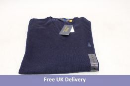 Polo Ralph Lauren Merino Wool Slim Fit Crew Neck Jumper, Navy, Size M